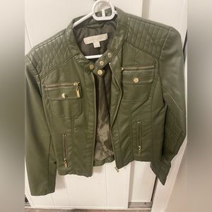 Army green leather jacket